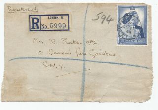 1948 Fdc (front) Silver Wedding Sw £1 Registered First Day Cover