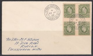 Jersey 1959 Unusual Cover With Gv1 Postal Stationery Type Issues.