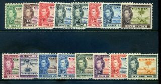 Gambia 1938 Defin Set Mh.  1s Thin,  Others Fine Mlh