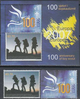 Kosovo Set & S/s Europa Scout Centenary 2007 Mnh - 100 Euro