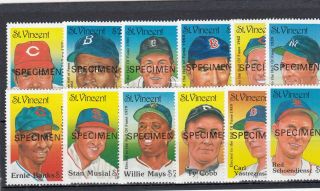 A109 - St Vincent - Sg1264 - 1275 Mnh 1989 Famous Baseball Players - Specimens