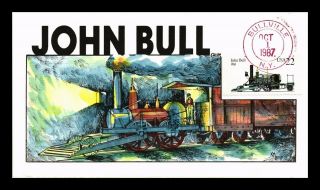 Dr Jim Stamps Us John Bull Locomotive Hand Colored Collins Fdc Cover Railroad