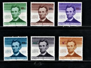 Hick Girl Stamp - Mh.  Rwanda Stamp Sc 92 - 97 Abraham Lincoln Q938