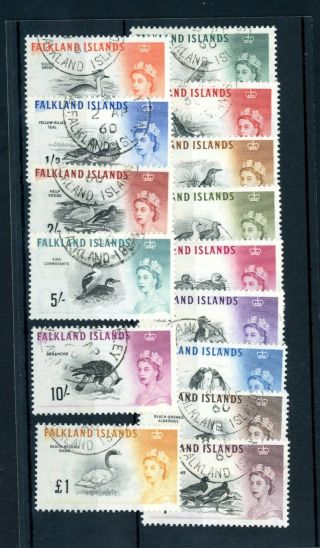 Falkland Islands 1960 Birds Set (15) Sg 193/207 Fine - (au670)