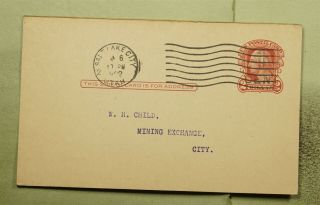 Dr Who 1922 Salt Lake City Ut Ovpt Postal Card Bonneville Club E42850