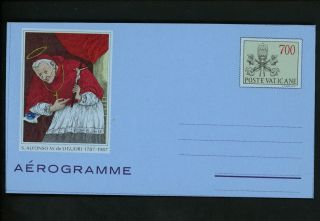 Postal Stationery Vatican City H&g Fg Airmail Letter Sheet 1987 Pope Liguori