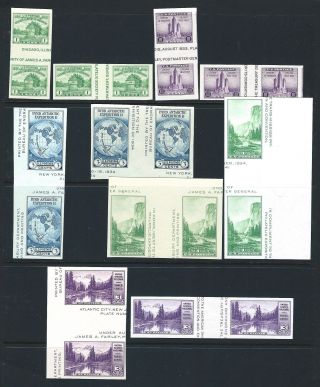 Us Stamps: 766 - 770 Farley Pairs With Horz And Vert Gutters Mnh (scv$102.  50)