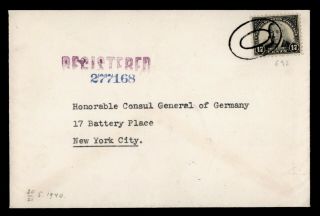 Dr Who 1940 Ny Registered 692 To Germany Consulate E41055