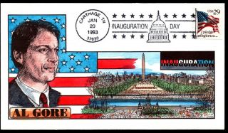 1993 Inauguration Day Al Gore Cachet - Collins Hand Painted Cover