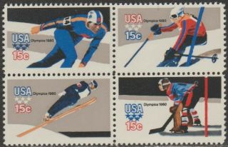 Scott 1795 - 98 - 1980 Commemoratives - 15 Cents 1980 Winter Olympics Block
