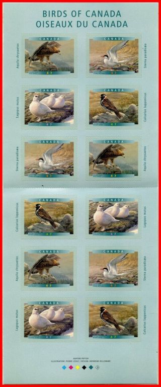 Canada Stamp Full Booklet (bk241) 1893a - B (1890 - 3) - Birds Of Canada (2001)