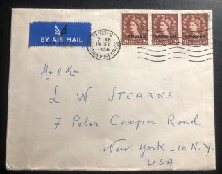 1956 Tangier Morocco British Agencies Airmail Cover To York Usa