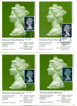 1984 - 87 Machins Great Britain Postal Museum Cards 4v Fdc Windsor Fdi Pmks
