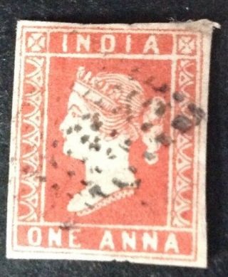 India 1854 One Anna Dull Red Stamp Vfu