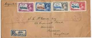 1935 Silver Jubilee Dominica Set On A Registered First Day Cover To England