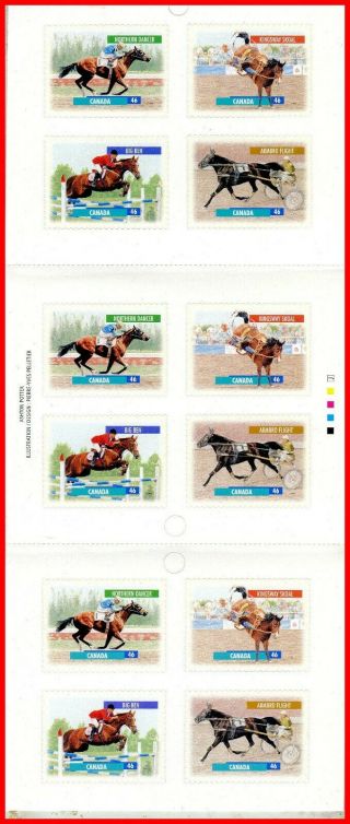 Canada Stamp Full Booklet (bk220) 1798b (1795 - 8) - Canadian Horses (1999)
