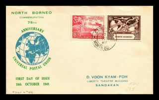 Dr Jim Stamps Universal Postal Union Fdc Combo North Borneo Cover