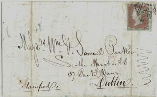 Gb In Ireland 1851 Letter With 1 D Stamp,  Numeral 435 Tuam To Dublin