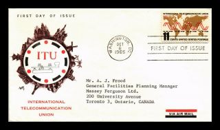 Dr Jim Stamps Us Telecommunications Union Scott 1274 Fdc Marg Cover Air Mail