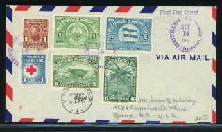 Honduras Postal History: Lot 118 1943 Reg Censor Fdc Scott C128 - C131 $$$