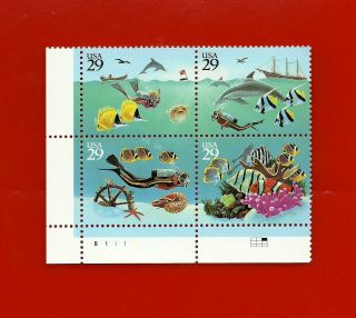 U.  S.  Stamps Scott 2863 - 2866,  " Wonders Of The Sea ",  Year 1994,  Block Of 4 Mnh
