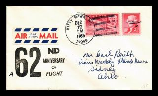 Dr Jim Stamps Us Kitty Hawk North Carolina Flight Anniversary Air Mail Cover