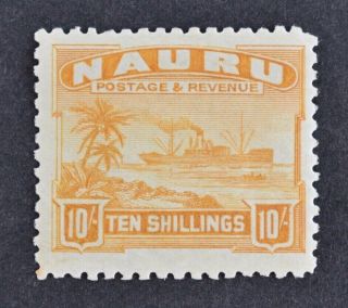 Nauru,  Kgv,  1924,  10s.  Yellow Value,  Sg 39a,  Mm,  Cat £130.