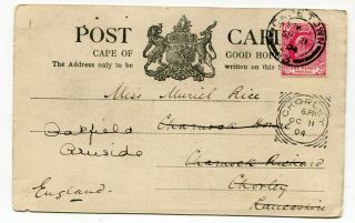 Uk Squared Circle Postmarks - Cape Of Good Hope 1904 Early Postcard To Chorley