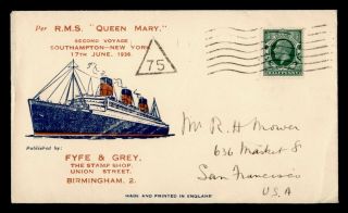 Dr Who Gb Paquebot Queen Mary Ship Second Voyage To Ny Usa E52215