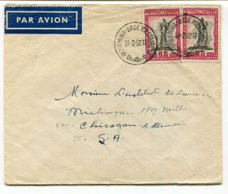 Belgian Congo 1952 Kamina Base Military P.  O.  - Airmail Cover To Chicago Il - Usa