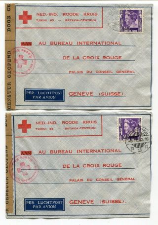 Netherlands Indies - Batavia 1940 Red Cross - Censor Covers Switzerland