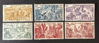 French India Sc C8 - 13 Issue Of 1946 - Chad To Rhine Set