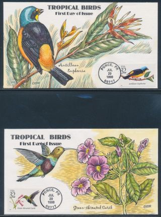 3222 - 3224 32¢ 1998 " Tropical Birds " On Fdc Cachets By Collins (3) Diff Bu4378