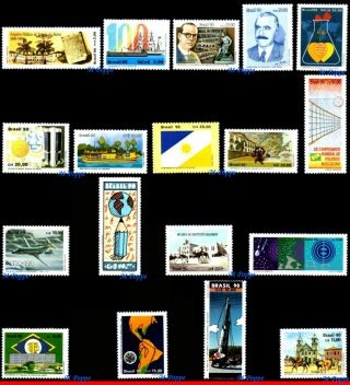 Brazil 1990 - Lot With 18 Stamps Of The Year - Scott Value $13.  40,  All Mnh Vf