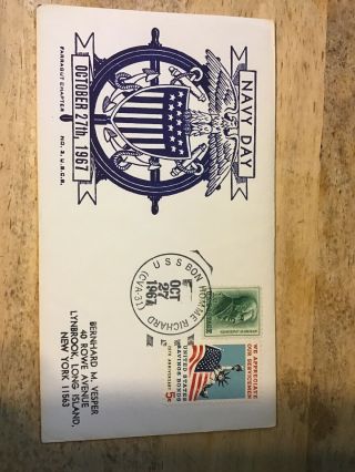 1967 Uss Bon Homme Richard Cva 31 Vintage Cachet First Day Ship Cover Stamp