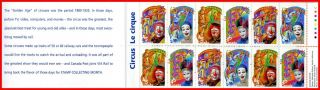 Canada Stamp Full Booklet (bk210) 1760a (1757 - 60) - The Circus (1998)