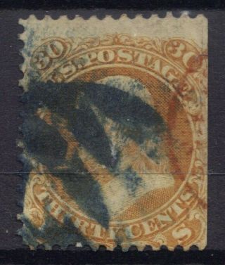 Stamps U.  S.  A Scott 71 30c Orange Fancy Cancel Cat $175.  00 Ref 592 810