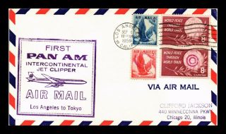 Dr Jim Stamps Us Los Angeles First Flight Air Mail Cover Tokyo Backstamp 1959