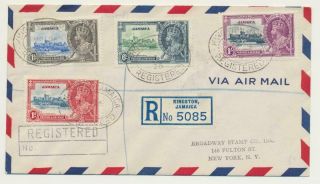 Jamaica 1935 Silver Jubilee Set On 1936 Reg Cover To Usa (see Below)