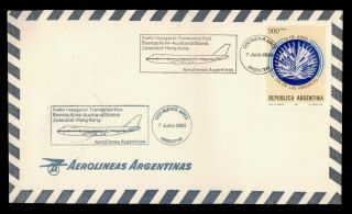 Dr Who 1980 Argentina First Flight Aa Buenos Aires To Hong Kong E49173