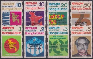 Bangladesh 1971 Mnh 8 Values Liberated Ovpt Complete Set