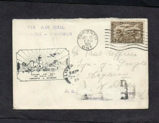 Canada.  1929.  Illus Cover.  1st Air Mail Flight Toronto - Windsor.  5c Brown Stamp.