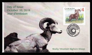 Canada Limited Edition 2018 Fdc Bighorn Sheep,  Single $4 Stamp From Pane