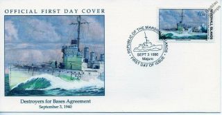 Uss Swasey (dd - 273) / Hms Rockingham (g58) Destroyer Warship Wwii Stamp Fdc