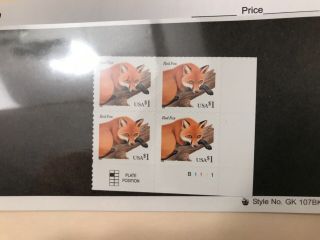 Us Scott 3036 Plate Block Of 4 Stamps Mnh Red Fox