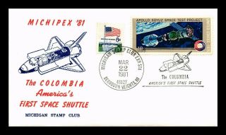 Dr Jim Stamps Us Space Shuttle Columbia Michipex Event Cover Dearborn Heights