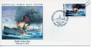 Wwii 1942 Battle Of Java Sea Sinking Of Doorman Hnms De Ruyter Warship Stamp Fdc