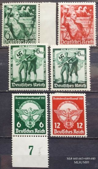 Dr Deutsches Reich/german Empire Mi № 660 - 663,  689 - 690 (mlh/mh) 1938/39