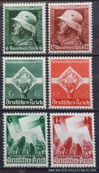 Dr Deutsches Reich/german Empire Mi № 569 - 572,  632 - 633 (mlh/mh) 1935/36
