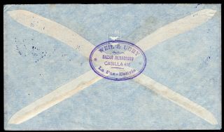 Bolivia 1937 airmail cover w/stamps from La Paz to England via Panagra 2